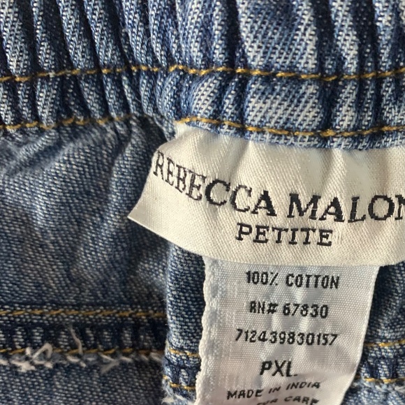 Rebecca Malone Size PXL 100% Cotton Blue Jean Denim Pull-Up Capri Pants - Picture 7 of 8